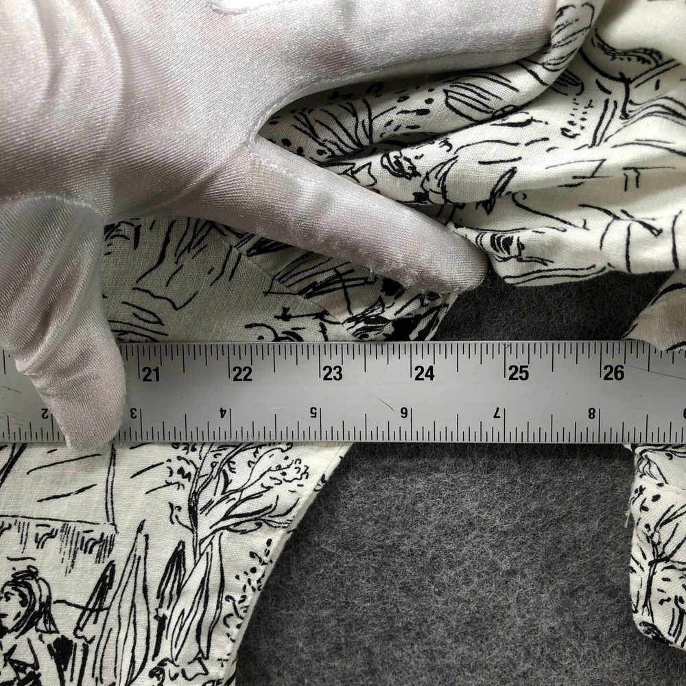 Isaac Mizrahi Toile Shirt Dress Womens XL White Black Cafe Print Linen Blend - Picture 8 of 9